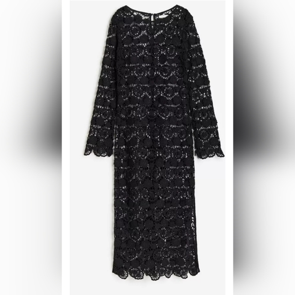 NWT-Holiday LACE H&M Bodycon Crochet Maxi Party Dress Sexy Sheer - Picture 6 of 10